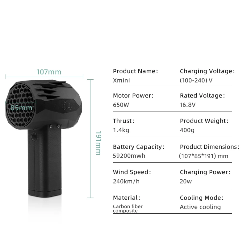 Rechargeable Turbo Fan Blower Air Blower Supper Violent Wind Jet Fan Dry Car Duster Blower - view 5
