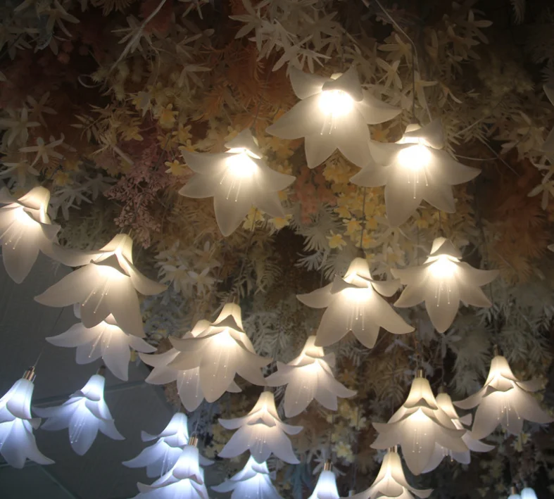 New Wedding Ceiling Luminous Lily String Lights Sen Wedding Stage Background Decoration Welcome Area Road Ornament
