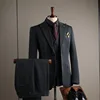 Dark gray (suit + vest + trousers)