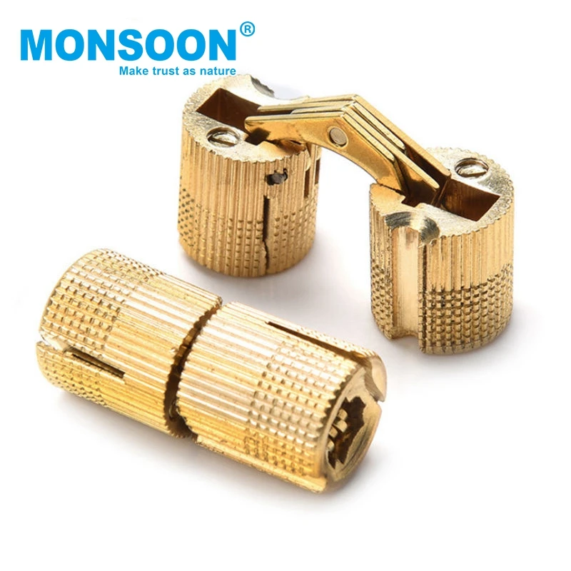 MONSOON Furniture Hardware 180 Degree Small Pure Brass Concealed Hinge Barrel Acrylic Hinge