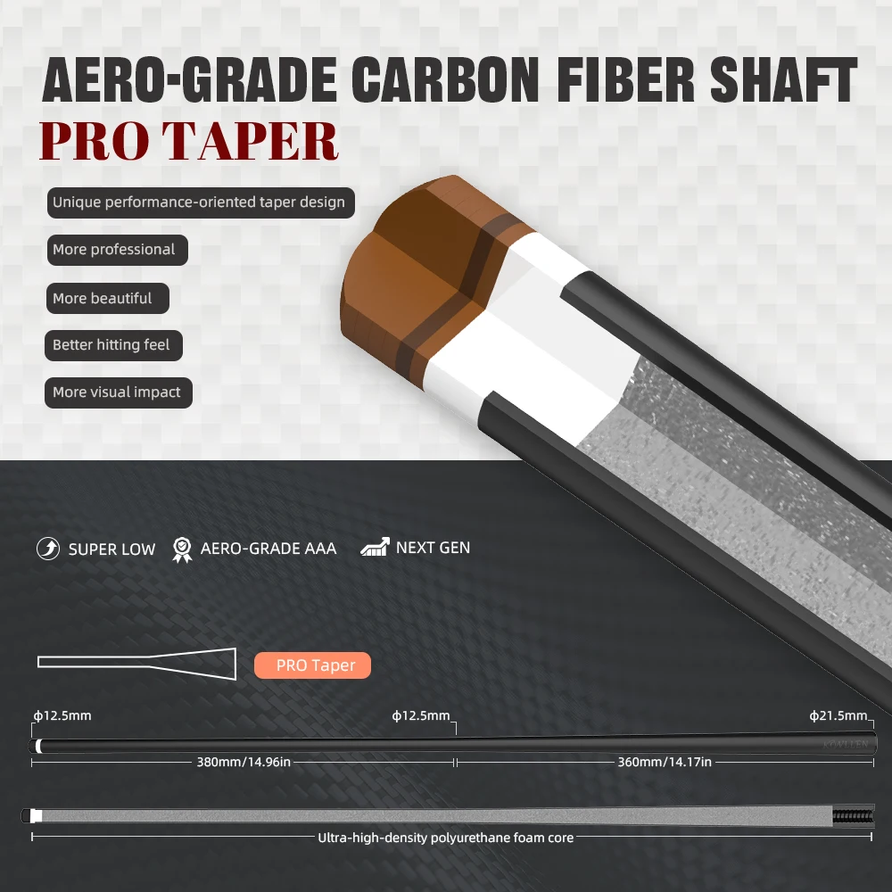 2025 KONLLEN LWビリヤードカーボンファイバープールキュースティック