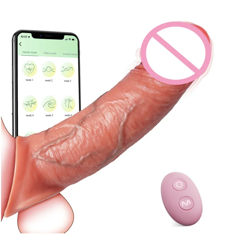 App Remote Control 9 Modes Penis Sleeve Cock Sleeve Vibrator, 4 in 1 Male  Penis Extender Enlarge Prolong Vibrating Sex Toys