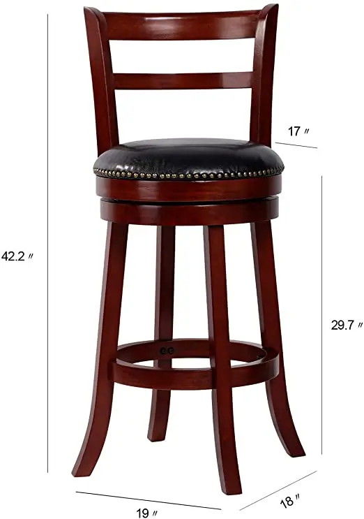 Top Rated  Wood Leather Bar Counter Stools With Back