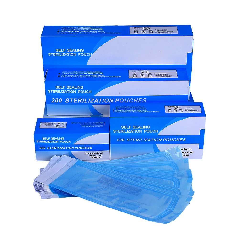 Medical Disposable Dental Self Sealing Sterilisation Pouches Autoclave Sterile For Mouth Mirror