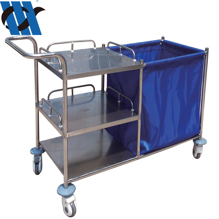 BDT216  Hospital Stainless Steel Crash Cart Medical Nursing Treatment Trolley With Wheels Medical Trolley