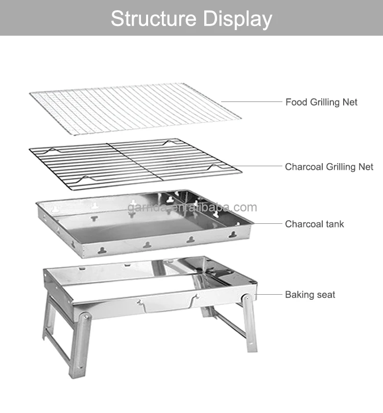 Garida Outdoor Charcoal Oven Thickened Stainless Steel Barbecue Outdoor