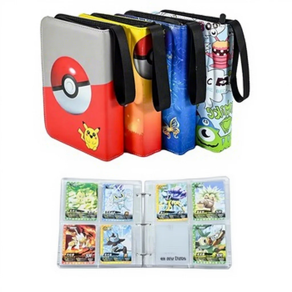 PU Leather Card Binder 4 Pockets Top Loader Sports Basketball Star Cards  Holder Album Protective Sports Sleeves Business Cards