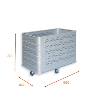 Medium Duty Anodized Light Alloy Aluminium Linen Basket Trolley Cart Cargo & Storage Equipment for Laundry & Hospital