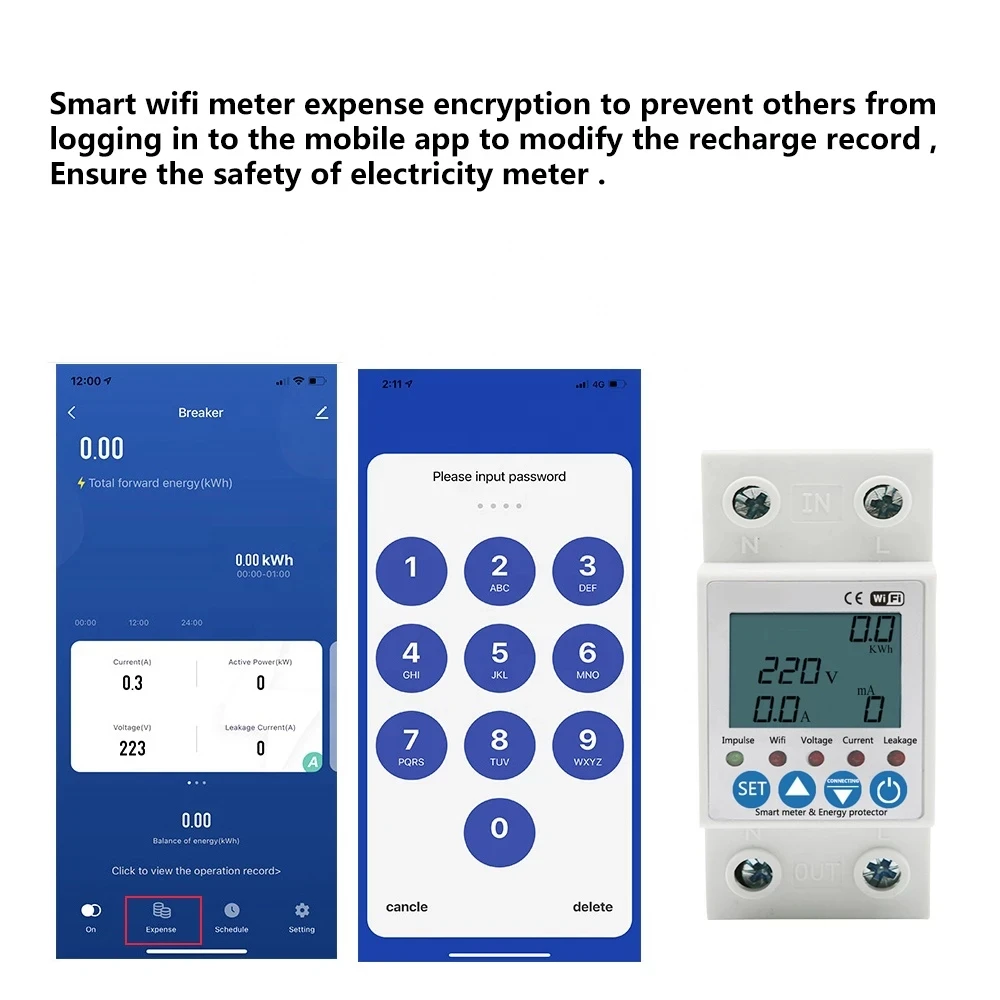 63A TUYA APP WiFi Smart Circuit Breaker Earth Leakage Over Under Adjustable Voltage Protector Relay/Energy Power KWh Meter