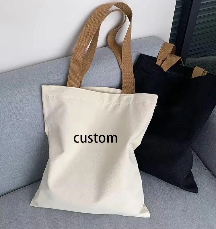 Wholesale Recycled Factory Blank Eco Friendly Natural Cotton Canvas Women Tote Shopping Bag with Customised Logo for Travel