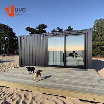 20ft Luxury Black Container House Prefab Modular Studio for Home, Office, Airbnb