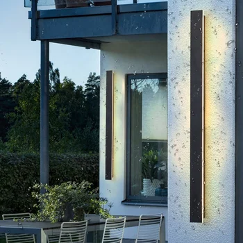 Modern high quality villa courtyard waterproof wall light black strip outdoor wall light