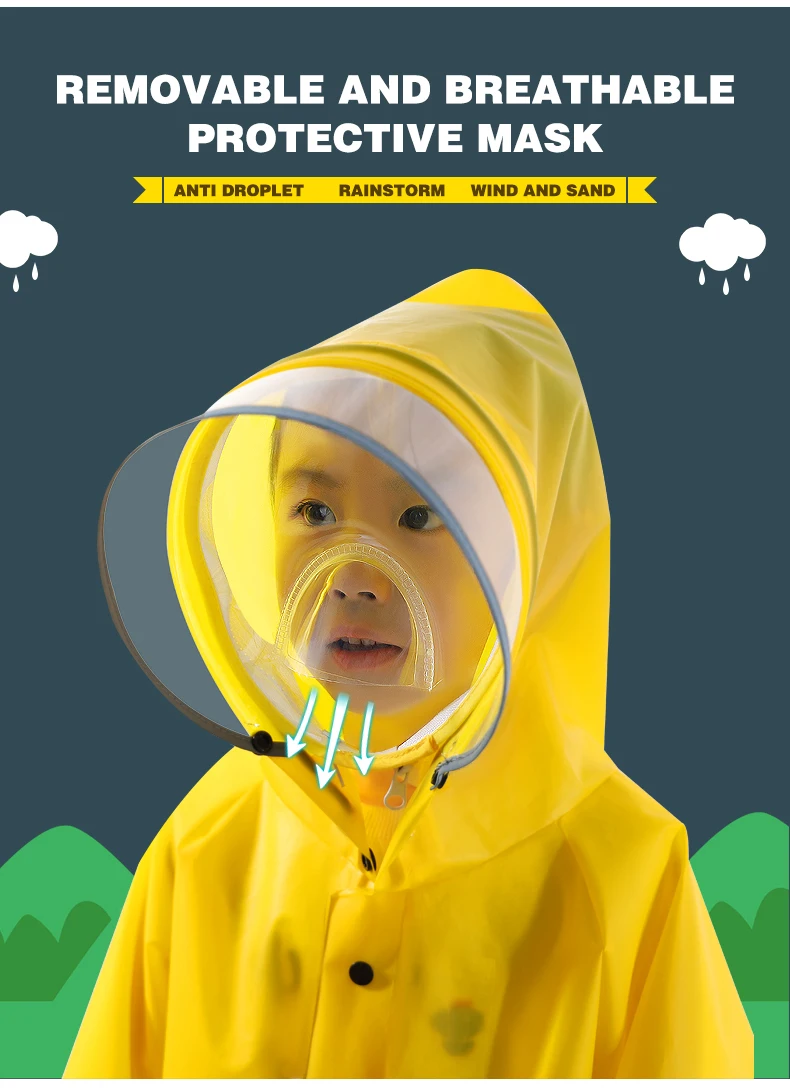 Cartoon Children's Kindergarten Raincoat With Schoolbag Eva Kids