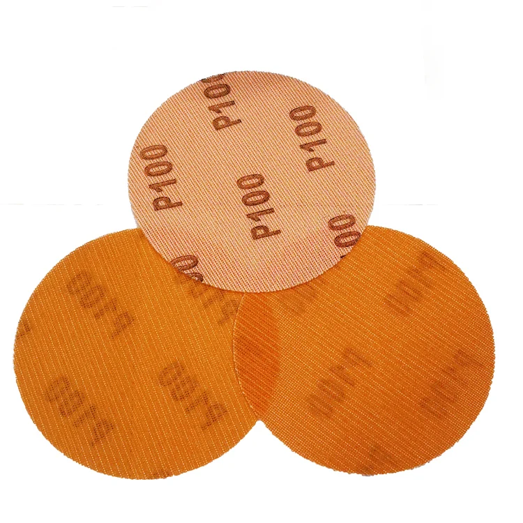 Orange 5-8 inch Mesh Abrasive Net Disc Dust Free Sanding Discs Anti-blocking Dry Sandpaper 120-240 grits for automobile refinish