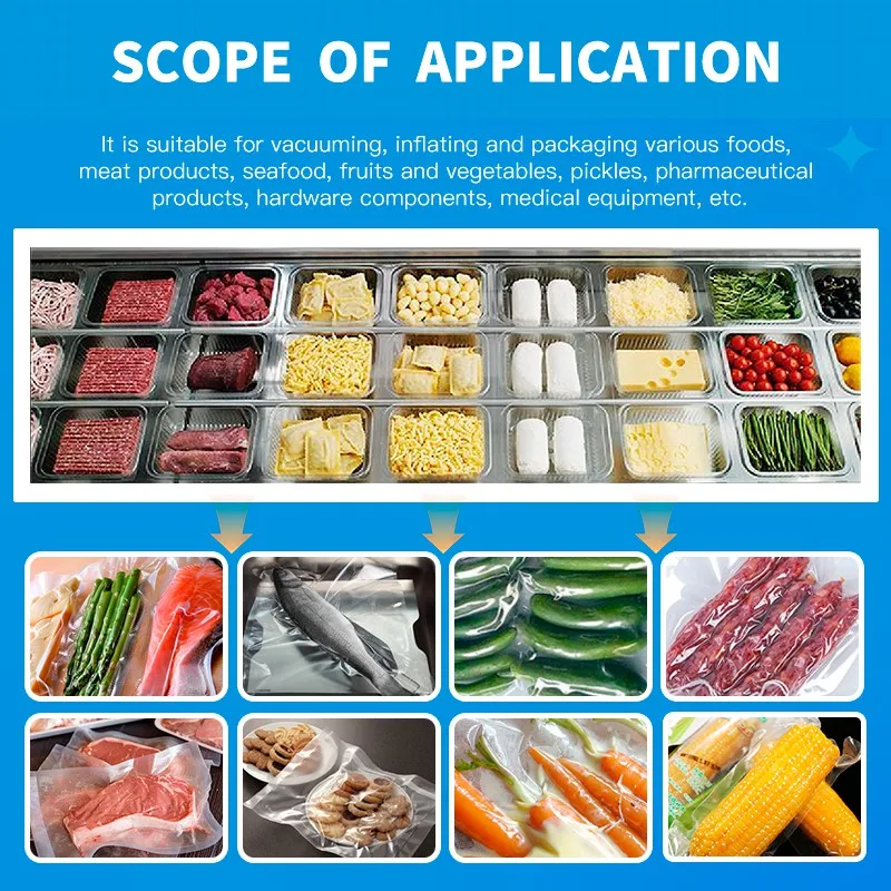 Automatic Thermoforming Food Vacuum Packaging Machine Sausage Meat Stretch Film Packing Machine