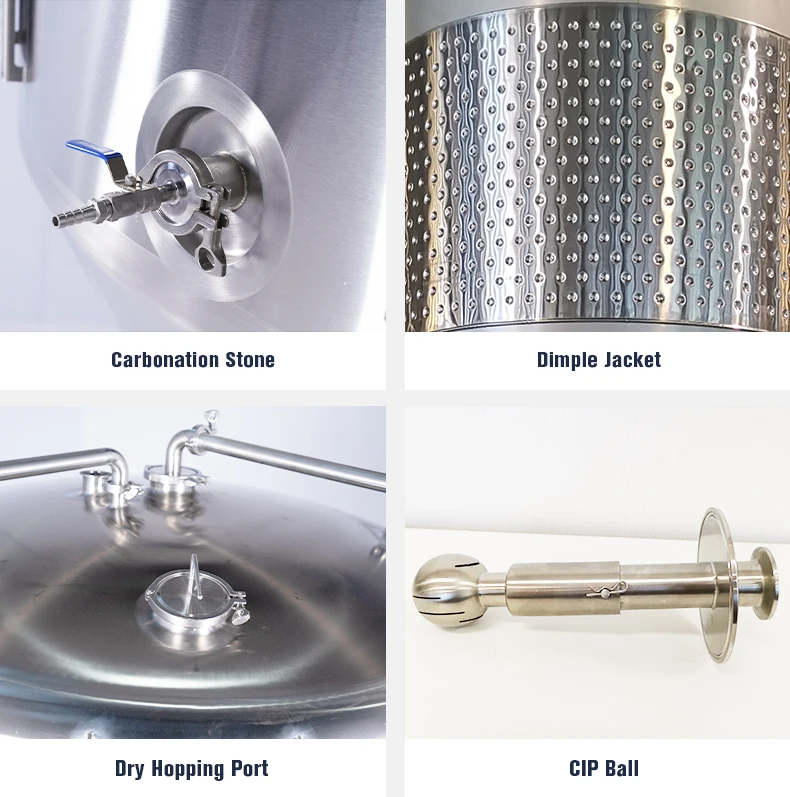 Custom Size Glycol Cooling Jackets Insulated Cylindro Conical Fermenter Brite Tank Fermentation