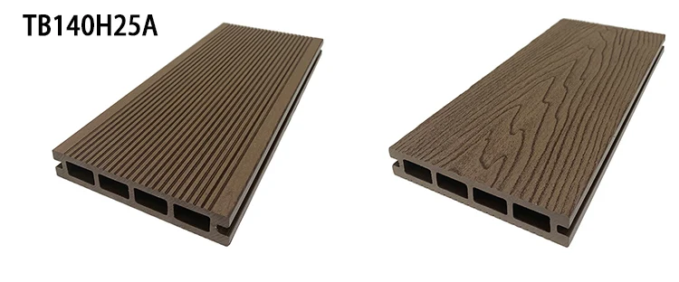 CE INTERTEK  approved 3D embossed 140*25mm wood plastic composite WPC outdoor decking