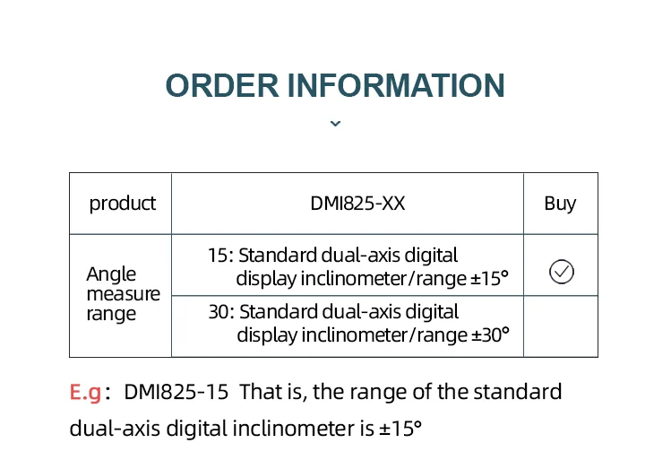SM-DMI815/825 : Inclinomètre à affichage numérique 15°, 30° sortie