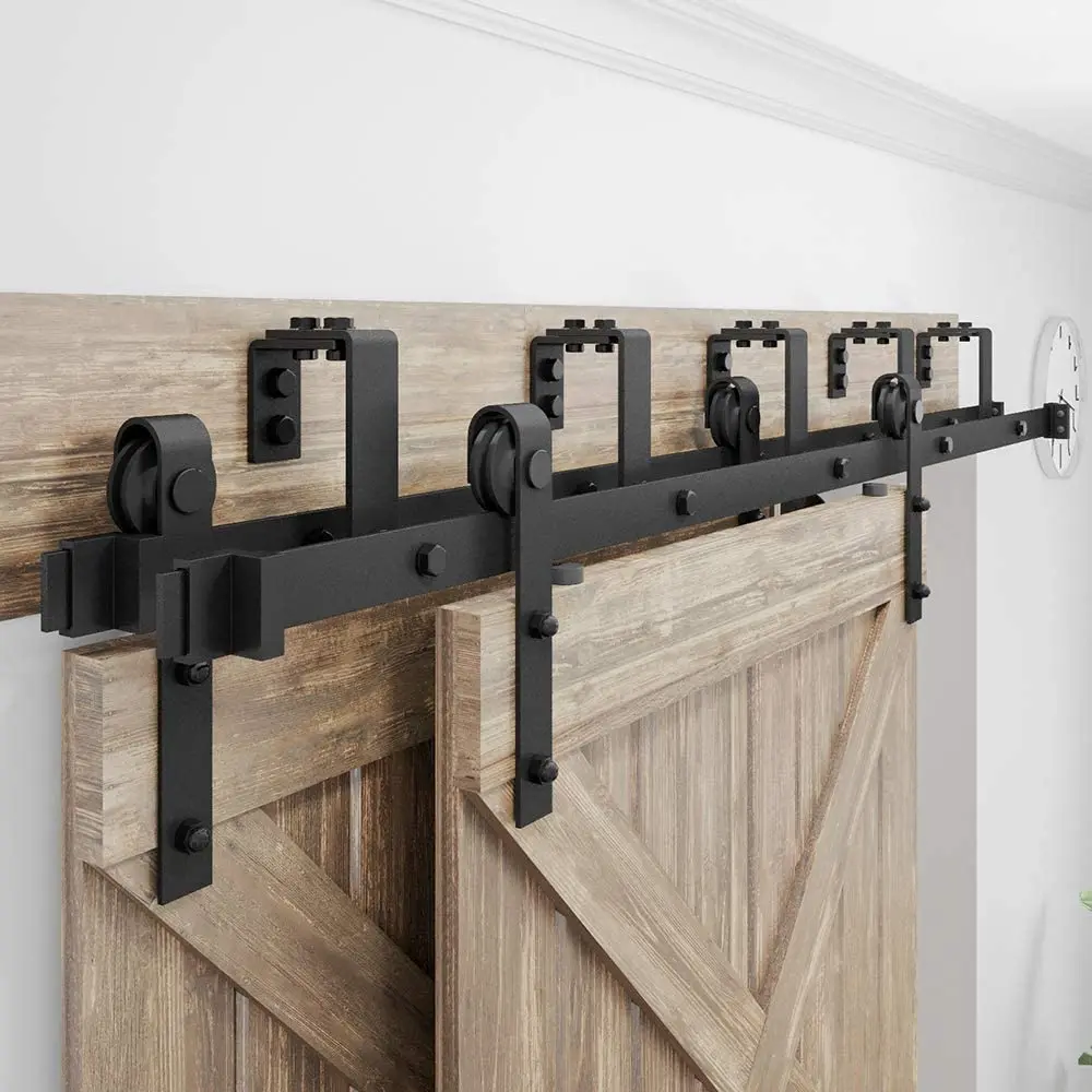 6.6 Ft Sliding Barn Door Hardware Double Track Bypass Industrial Barn ...