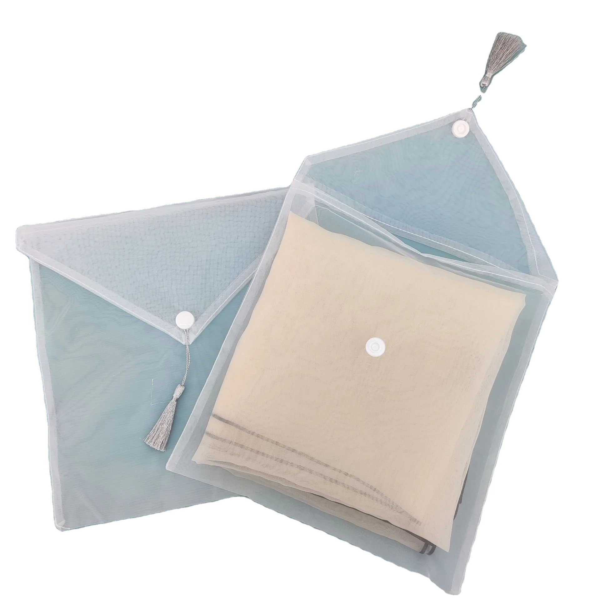 Wholesale Organza Mesh Bags for Holiday Jewelry Organza Flip Envelope Packaging With Tassels