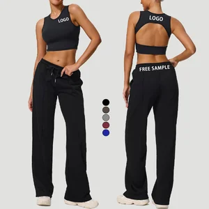 High Quality Women's Reversible Athletic Wear Set Solid Yoga Fitness Legging Bra Sweatspants Custom Sportswear Yoga Wear Set