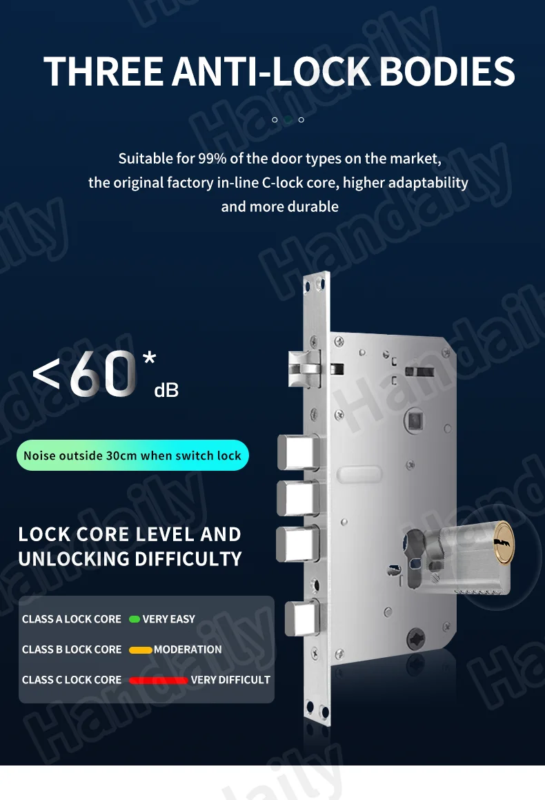 handaily logo custom video talking smart lock with privacy password face recognition tuya wifi digital locks h8-14