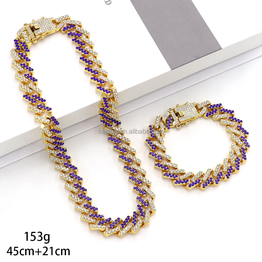 Club Bar Cuban Chain Exaggerated Personality Gold Color Diamond Crystal ...