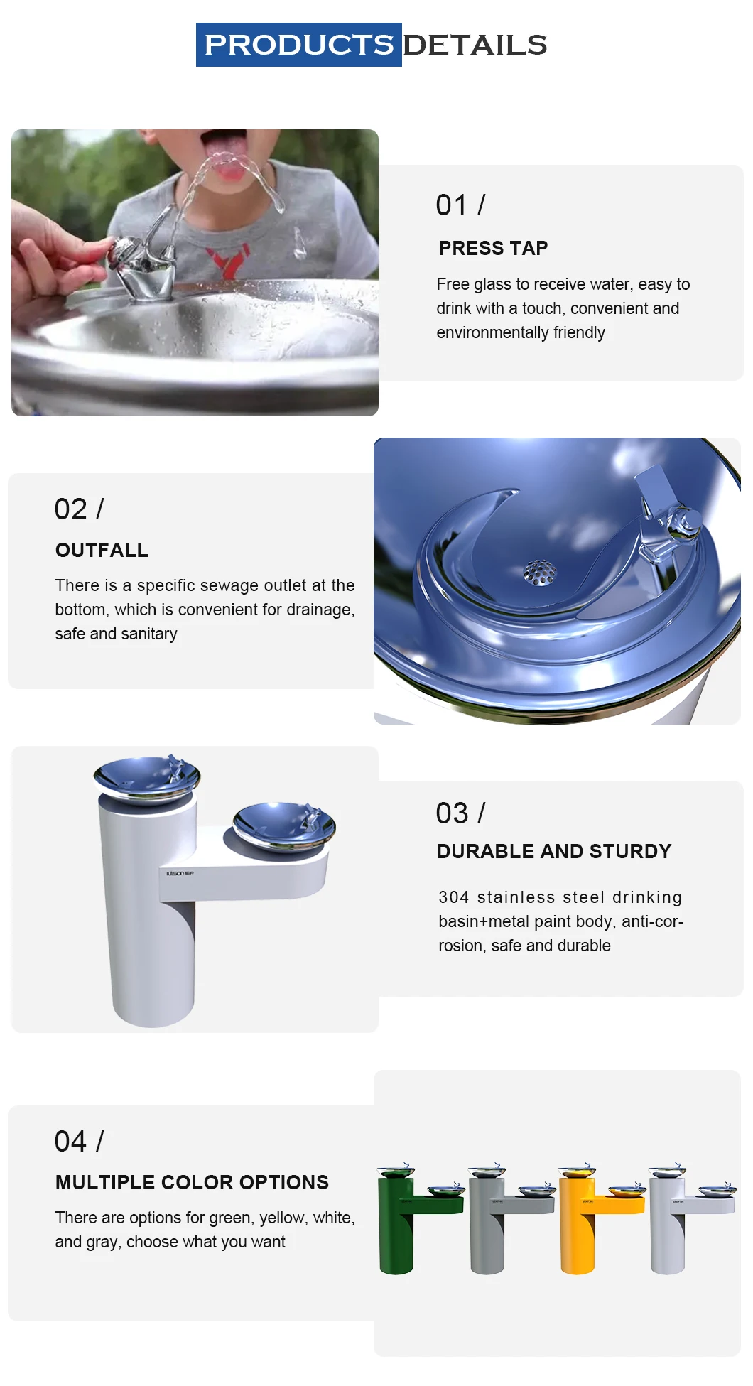 IUISON Factory Supply Commercial Outdoor Floor Standing Water Drinking Fountain With RO manufacture