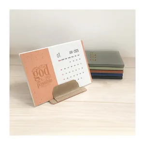 2026 Custom Minimalist Daily Diary Schedule Planner Table Desk Calendar Factory Price Gift Set 365 Days PU Stand Made of Paper