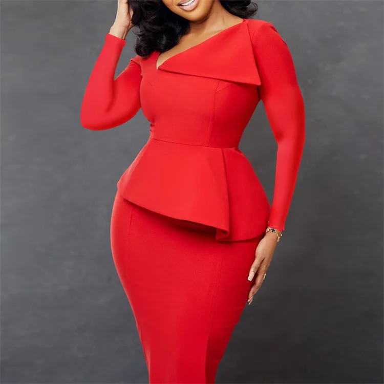 collared midi dress Blue Faille Long Sleeve Collared Midi Dress With Belt