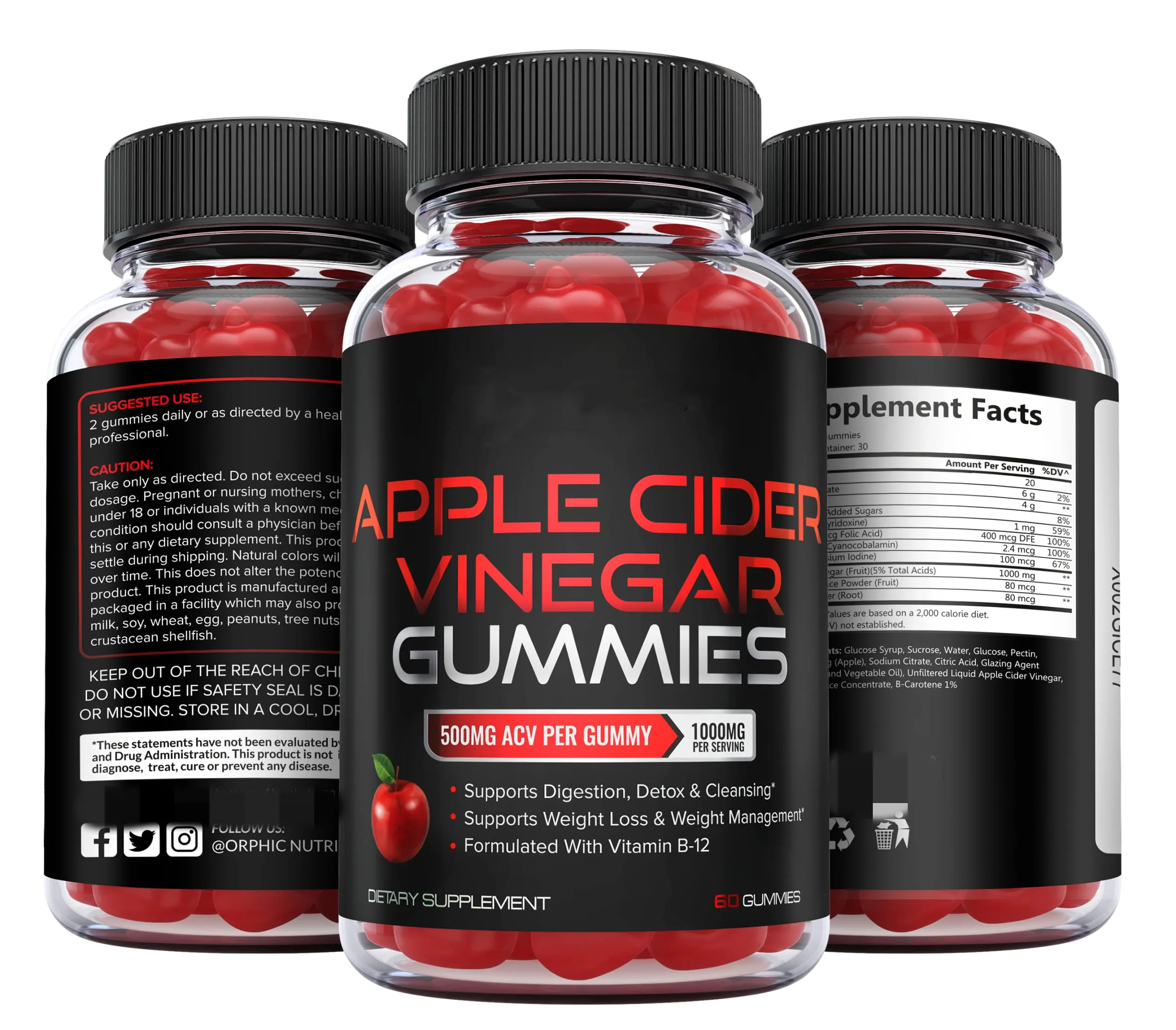 labeling apple cider vinegar gummies vegan for weight loss support improve immune system  Green Tea Apple Cider Vinegar gummies details