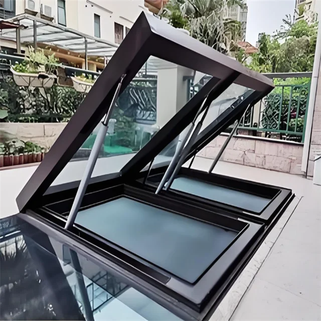 Intelligent Electric Screw-type Skylight, Aluminum Alloy Double-glazed Glass, Gas-supported Attic/sunroom Roof Skylight