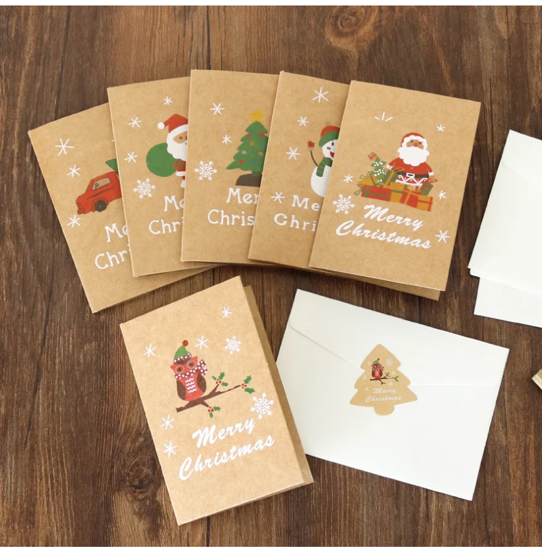 6 Pcs Christmas Greeting Cards Plus 6 Envelopes Per Pack Wholesale ...