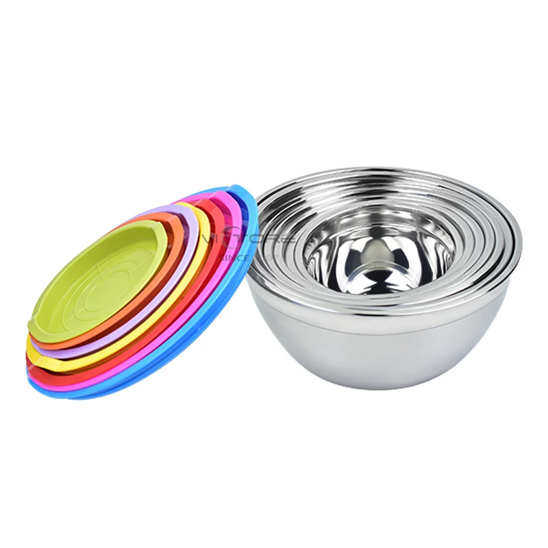 7Pcs Colorful Stainless Steel Bowls with Lids Salad Mixing Bowls