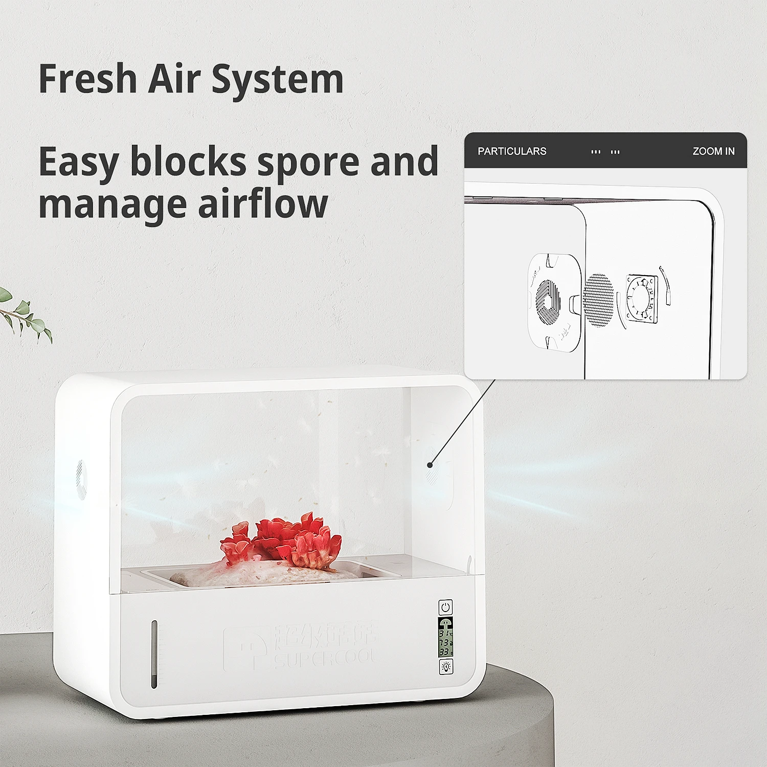 Custom Small Size Hydroponic Mushroom Grow Box Kit with LCD Screen ABS Material