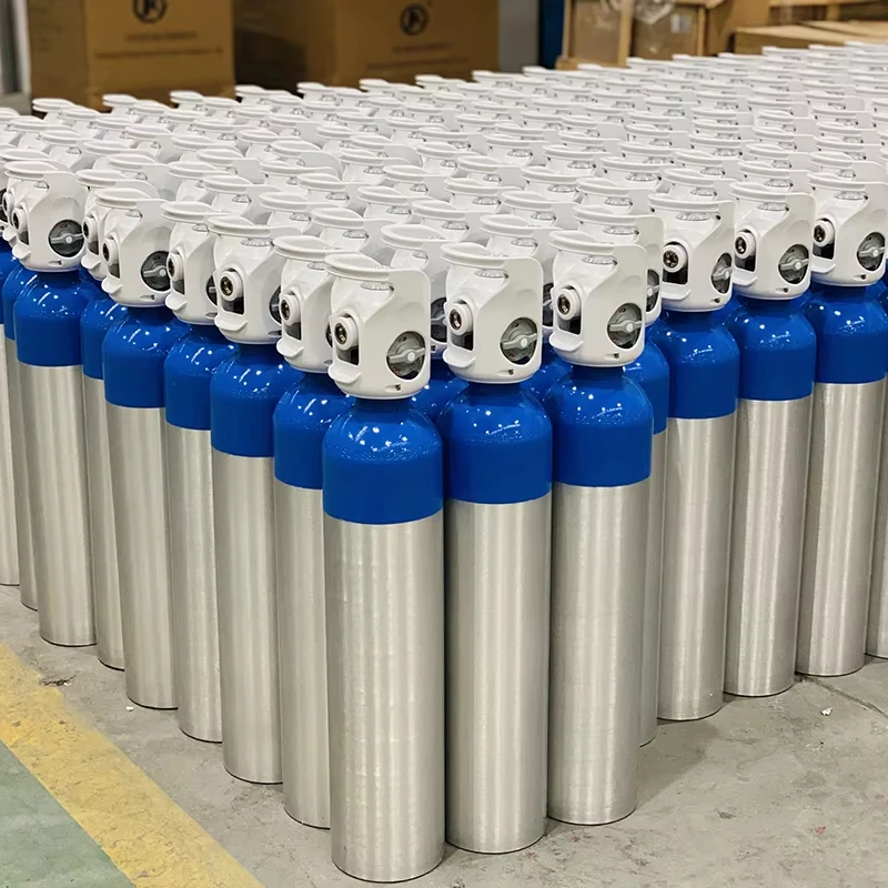 High Pressure 1.6L 2L 4L 8L 10L DOT ISO GB Aluminum Cylinder with C10 Valve Refillable Calibration Gas for Lab