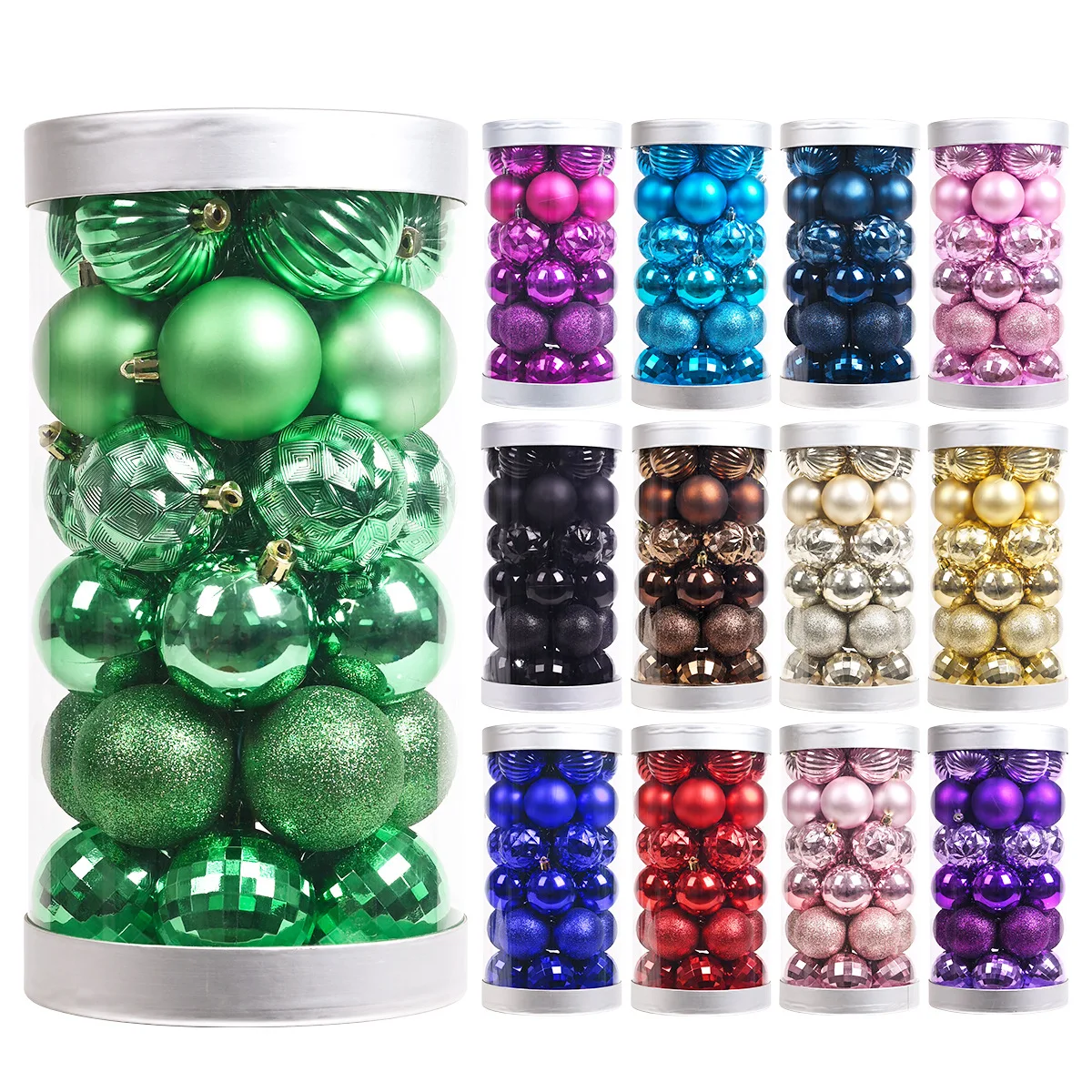 Großhandel 8 cm rote lackierte Weihnachtskugel braune Pappgeschenkbox Set UV-bedruckt 16-tlg. Weihnachtskugel-Anhänger hochwertig
