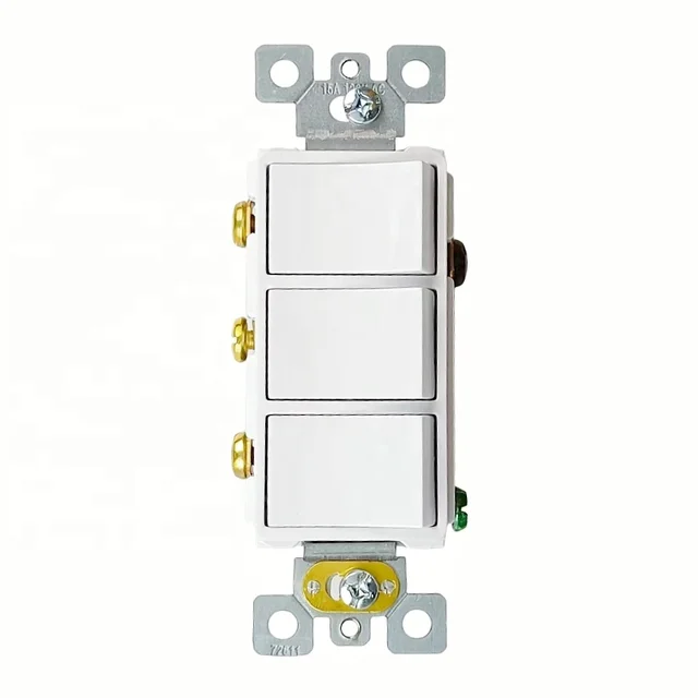 High Quality Wired Electric Single Pole PC/PA6 Decorator Triple Rocker Wall Switch