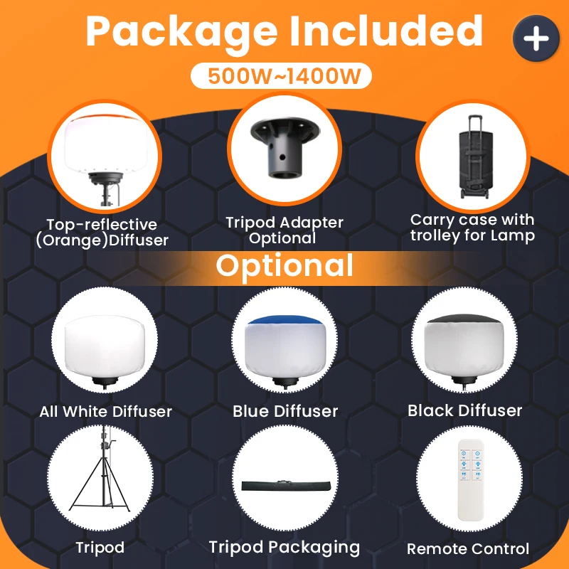 Portable LED Balloon Light Tower with 5000K Color Temperature 165000lm Luminous Flux and 50000hrs Lifespan