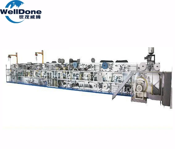 Welldone Semi Servo Automatic Baby Diaper Manufacturing Machine with Big Waistband Diaper Machinery