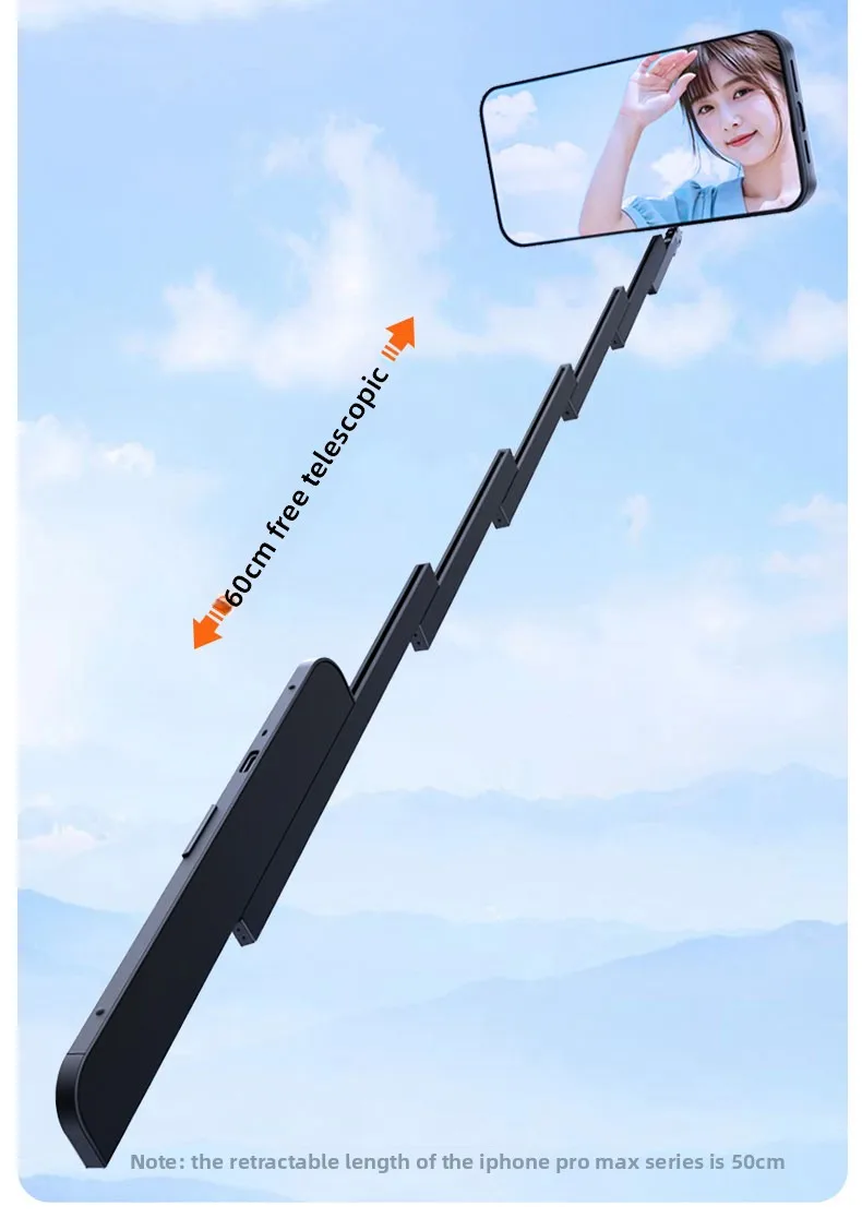 Applicable to iphone 15 Pro Max Phone case Selfie Stick Bluetooth Three-in-one Portable Selfie Stick Mobile Phone Selfie Stick