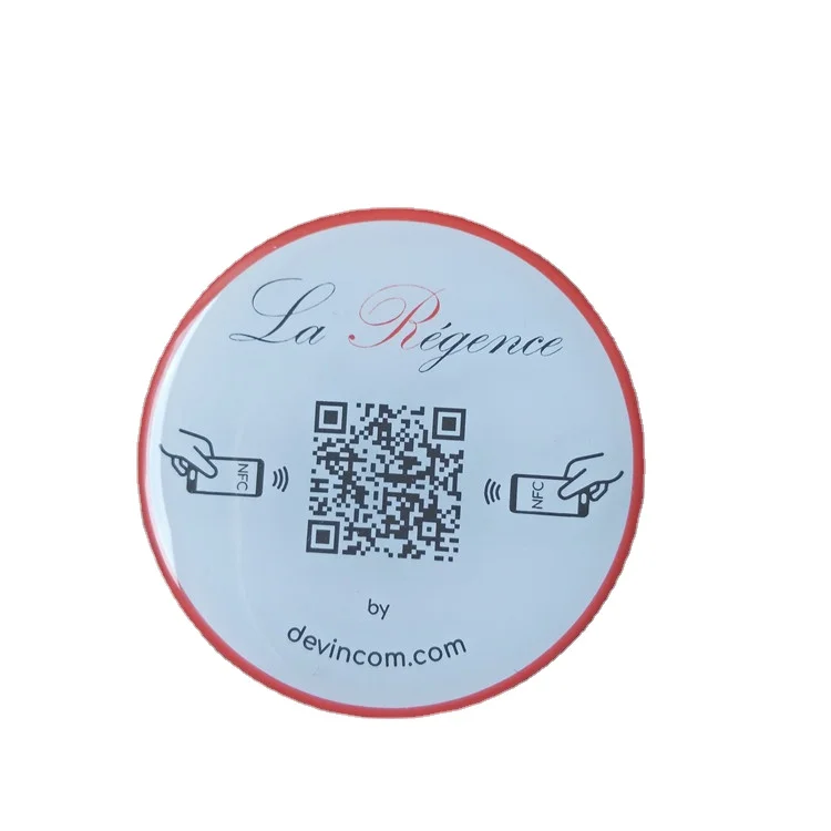 Customized 60mm Epoxy QR Code Menu NFC Tag 13.56MHz RFID Communication Interface Convenient Self Ordering Food in Restaurants