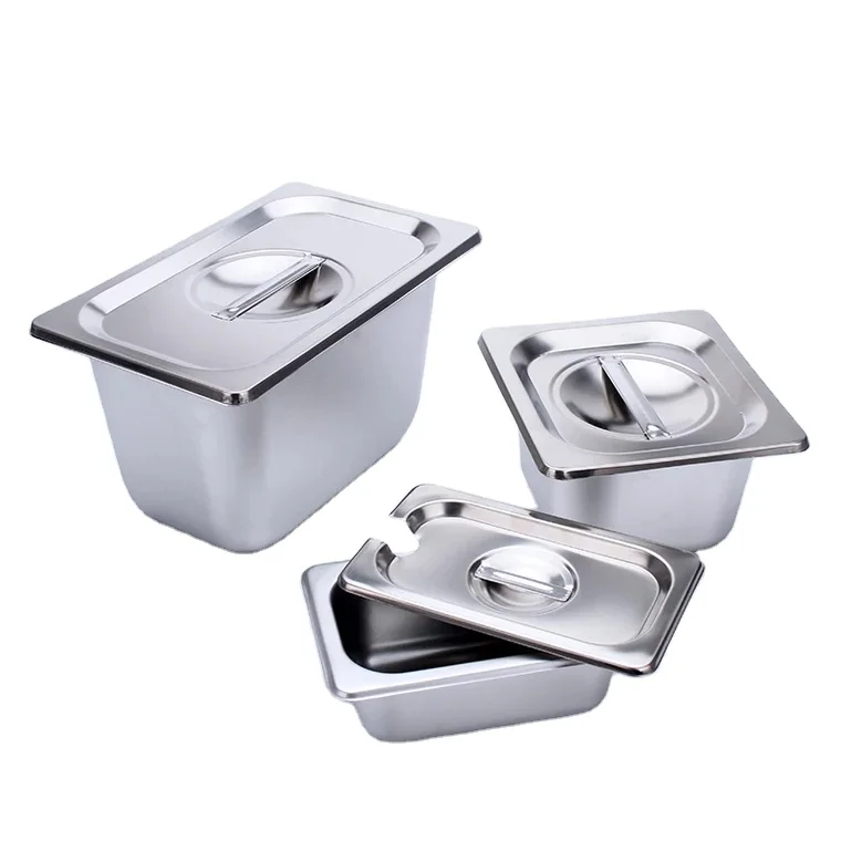 Eco-Friendly Catering Equipment Stainless Steel Chafing Dish GN Pot GN Pan Square Plate Serving Tray Presentation Accessories