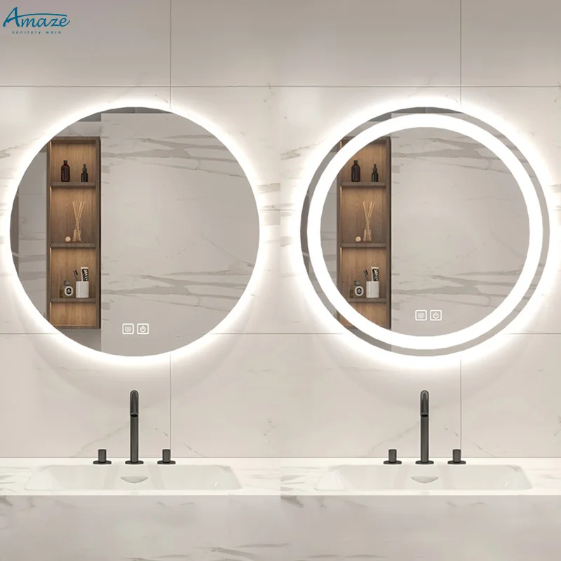 Hotel  handwashing bathroom LED makeup smart mirror defogging custom hanging wall led mirror bathroom