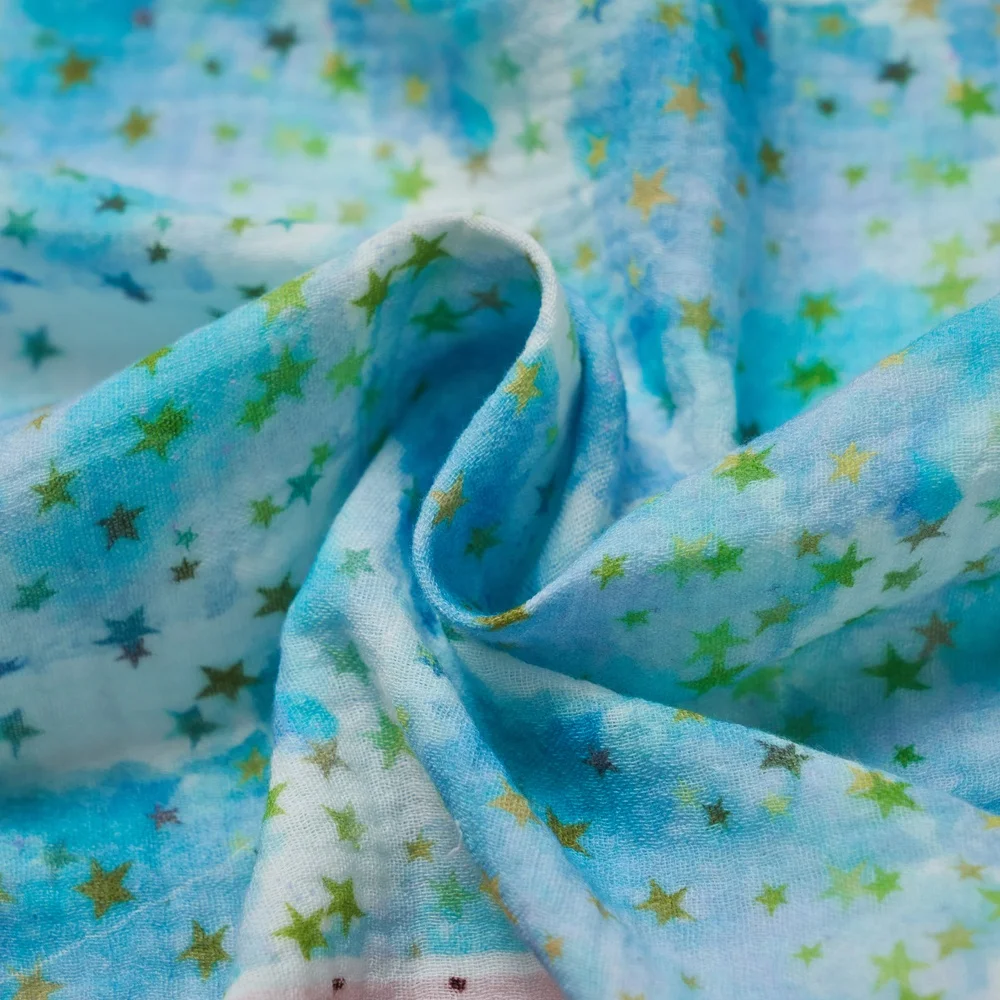 100% Cotton double gauze fabric organic muslin fabric custom printed for baby swaddle