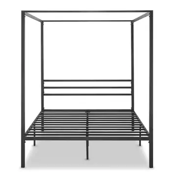 Double Queen Single Black Metal Steel Four Poster Canopy Bed Frame for wholesale