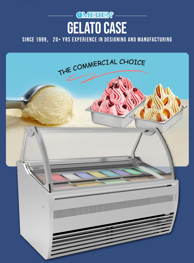 Mehen Mc16 Gelato Display Case Dipping Refrigerated Icecream Freezer Countertop Ice