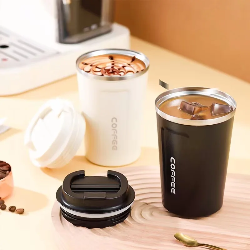 Customized Stainless Steel Reusable Coffee Cups With Lid Leak-proof ...