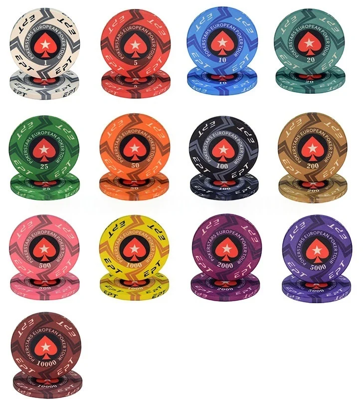 [Factory Direct] Professional 39mm Ceramic Poker Chips 10g Custom Logo Casino Grade Full Face Dye-Sublimation Printed Chips