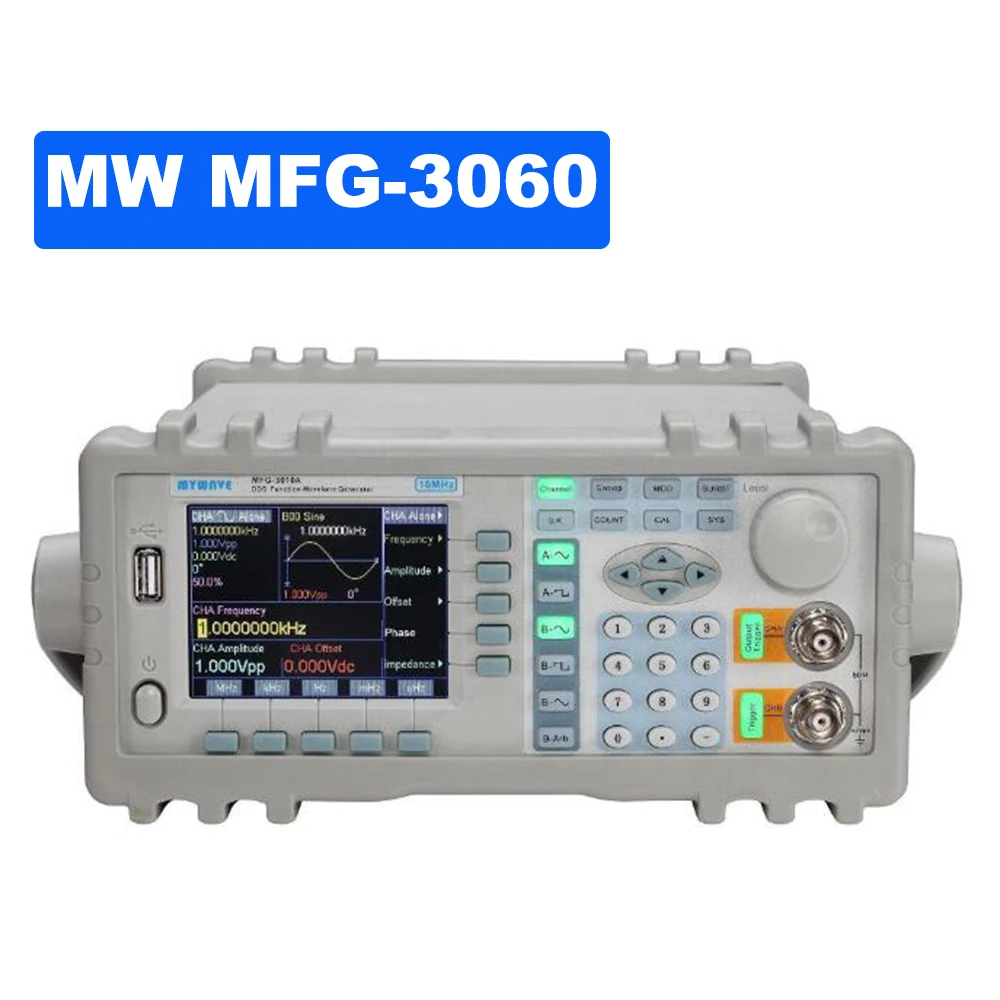 МВт MFG-3060 60 МГц Двухканальный генератор функций Генератор сигналов DDS 180MSa / s 10 бит